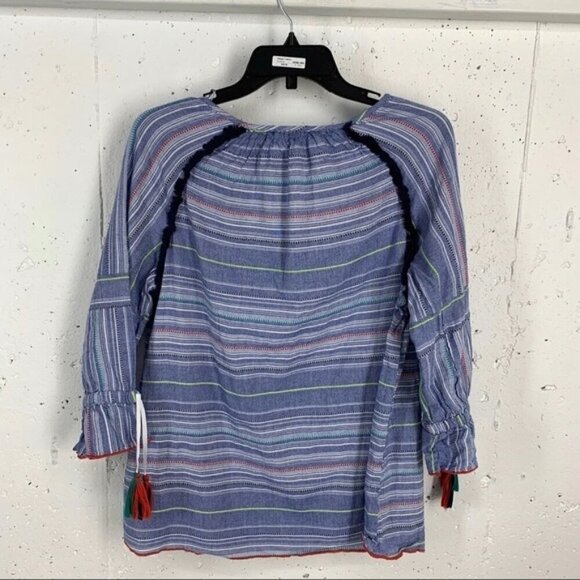 Caffe Marrakech Women’s Size Medium Blue Peasant Bohemian Boho Blouse - Picture 5 of 9